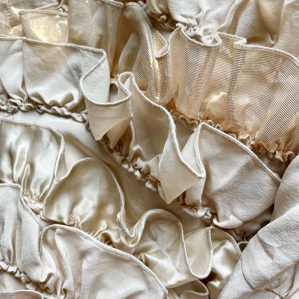 Elegant Cream Ruffle Prom Dress - Picture 11 of 15